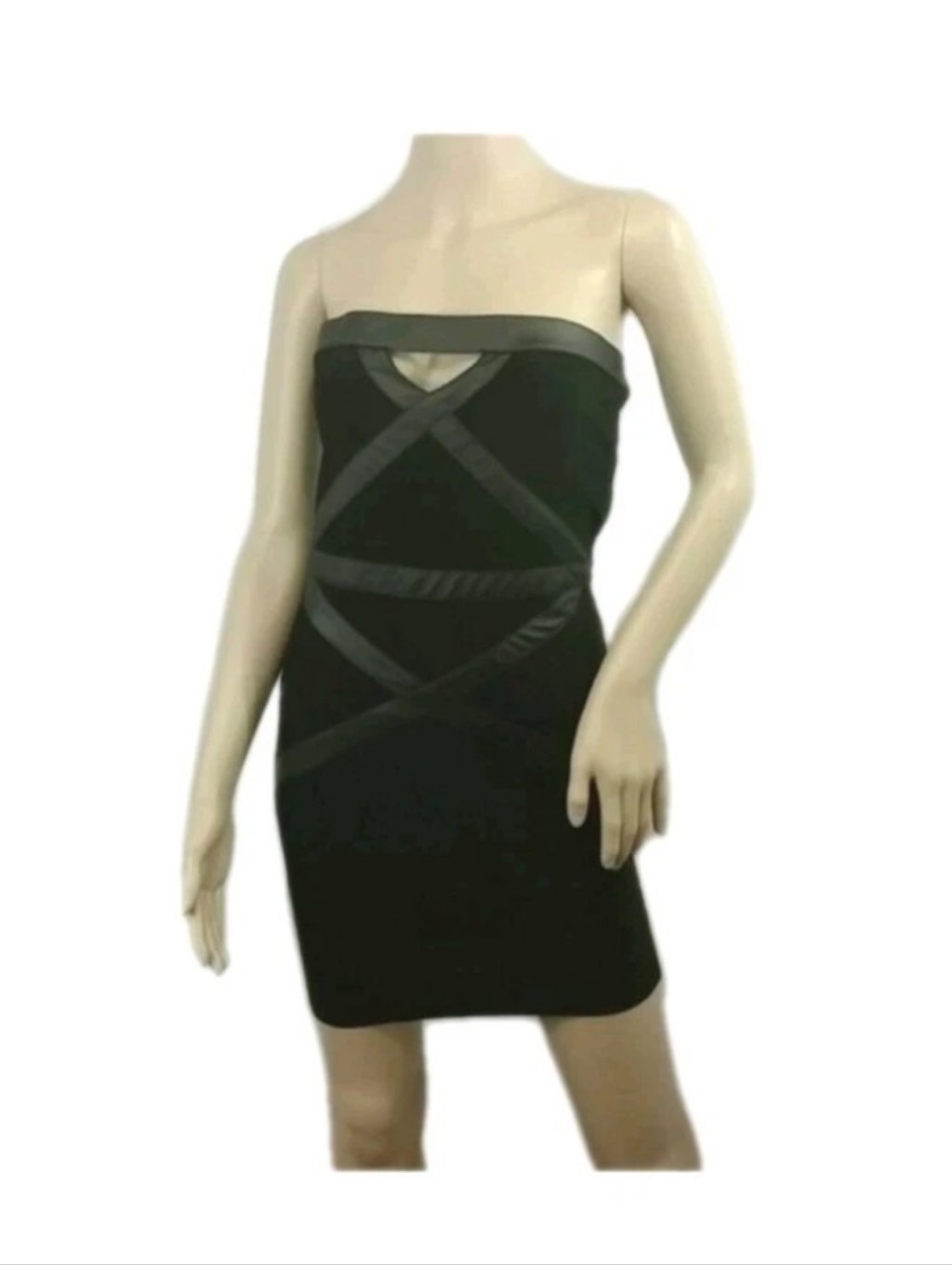 Bebe Bodycon Mini Dress Tube Top Women's Size Xs Black Stretch Halter